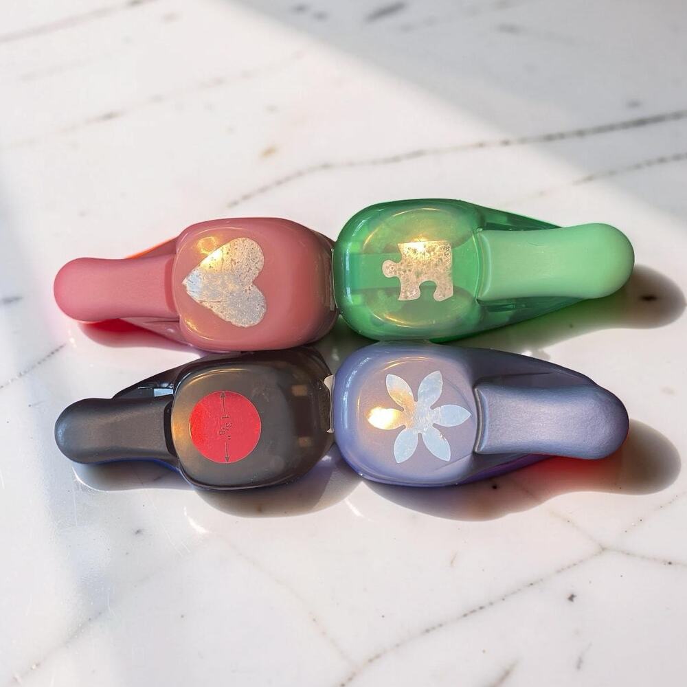 EK Success Paper Shapers Punch Lot of 4 Heart Daisy Circle Puzzle Piece Large